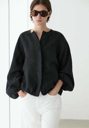 Massimo Dutti, 100% LINEN PUFF BOMBER JACKET - Camicetta - dark blue