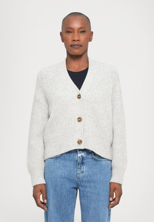 V NECK CARDIGAN - Cardigan - light grey melange