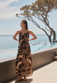 Next REGULAR FIT TEXTURED BEADED - Maxiklänning - brown cream print