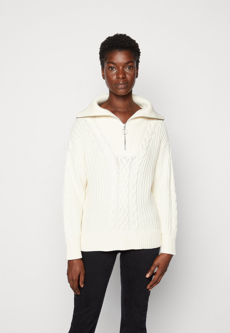 GANT CABLE HALF ZIP SWEATER Jumper cream/offwhite Zalando.co.uk