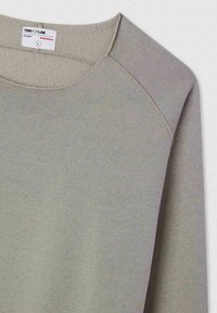 Sweatshirt grigio chiaro con scollo rotondo e maniche raglan. Tessuto morbido con una texture sottile e design minimalista.