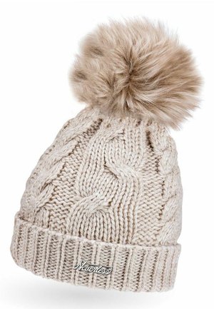 WARME WINTER BOMMEL ZOPFMUSTER GEFÜT - Beanie - hellbeige