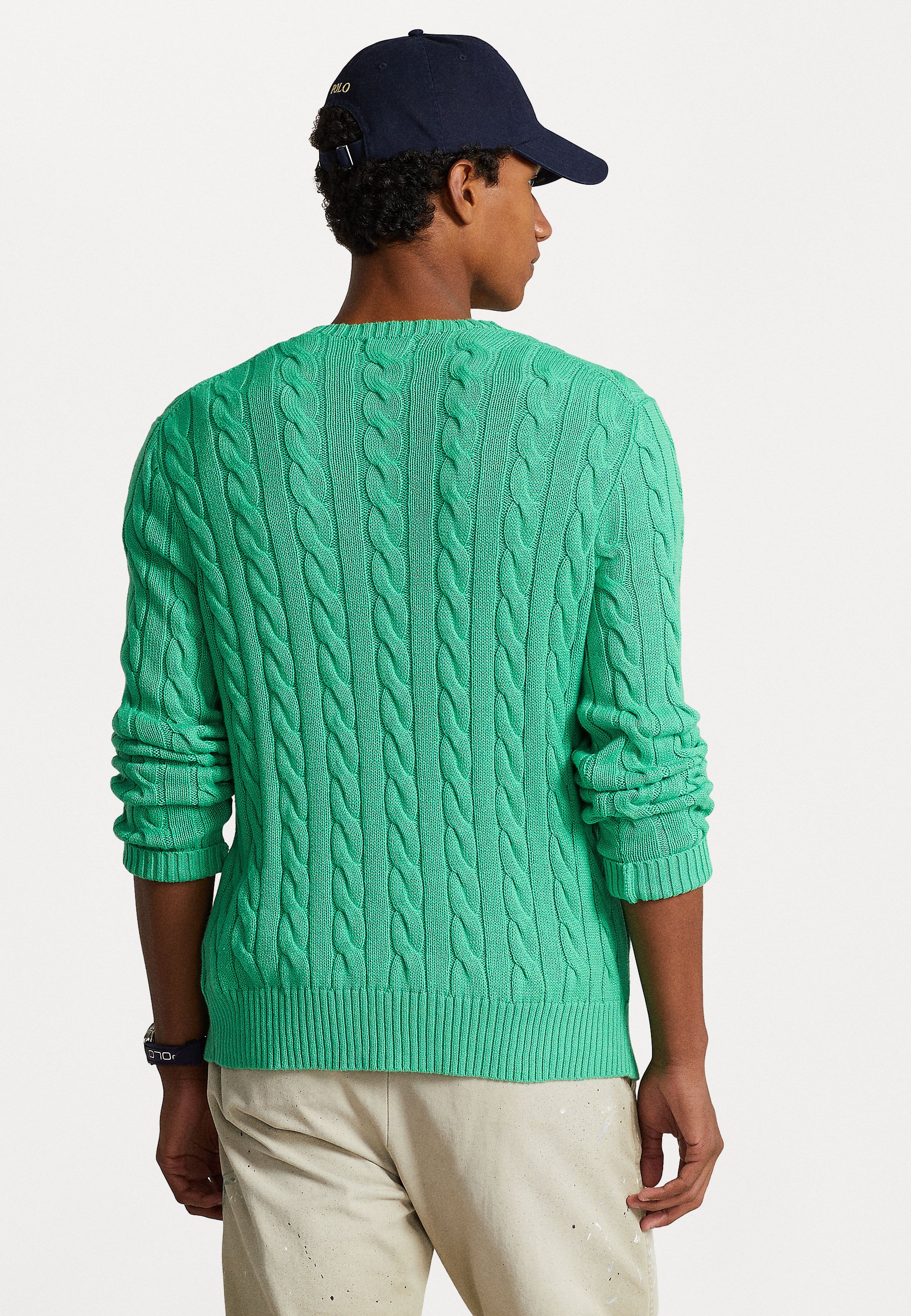 ★★POLO RALPH LAUREN★★ Cable Knit Cotton Sweater Green MN Polo Ralph Lauren CABLE KNIT COTTON CREWNECK SWEATER
