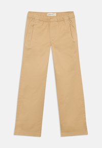 Krakšķīgi beigu kokvilnas auduma bikses ar elastīgu jostasvietu, taisnu kāju dizainu un sānu kabatām funkcionalitātei. Gluda tekstūra un ikdienišķs stils.