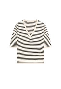 Massimo Dutti STRIPED V-NECK - Triko s potiskem - dark blue