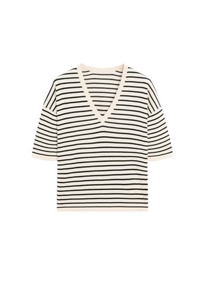 Massimo Dutti STRIPED V-NECK - T-shirt con stampa - dark blue