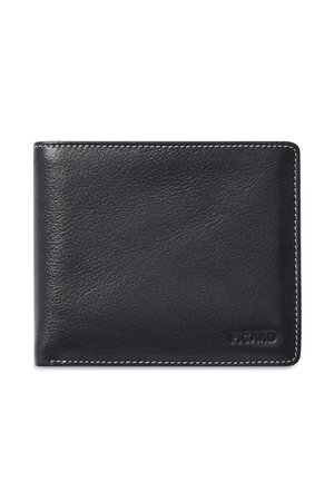 Black leather bifold wallet with visible white stitching and embossed "PICARD" logo on the bottom right corner.