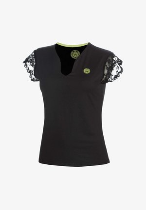 BIDI BADU, T-SHIRT NIGHT FLASH V-NECK LACE T-SHIRT W - T-shirt imprimé - black