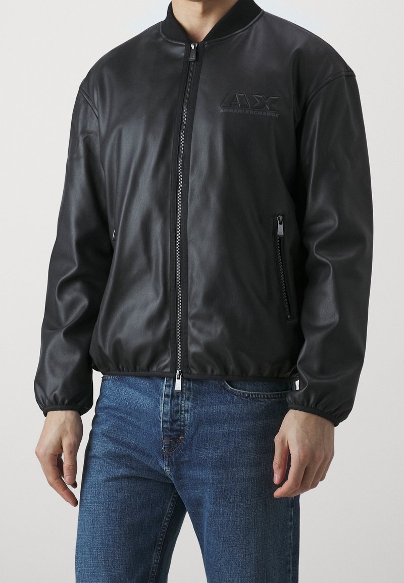 Armani Exchange Imiteret læderjakke - black