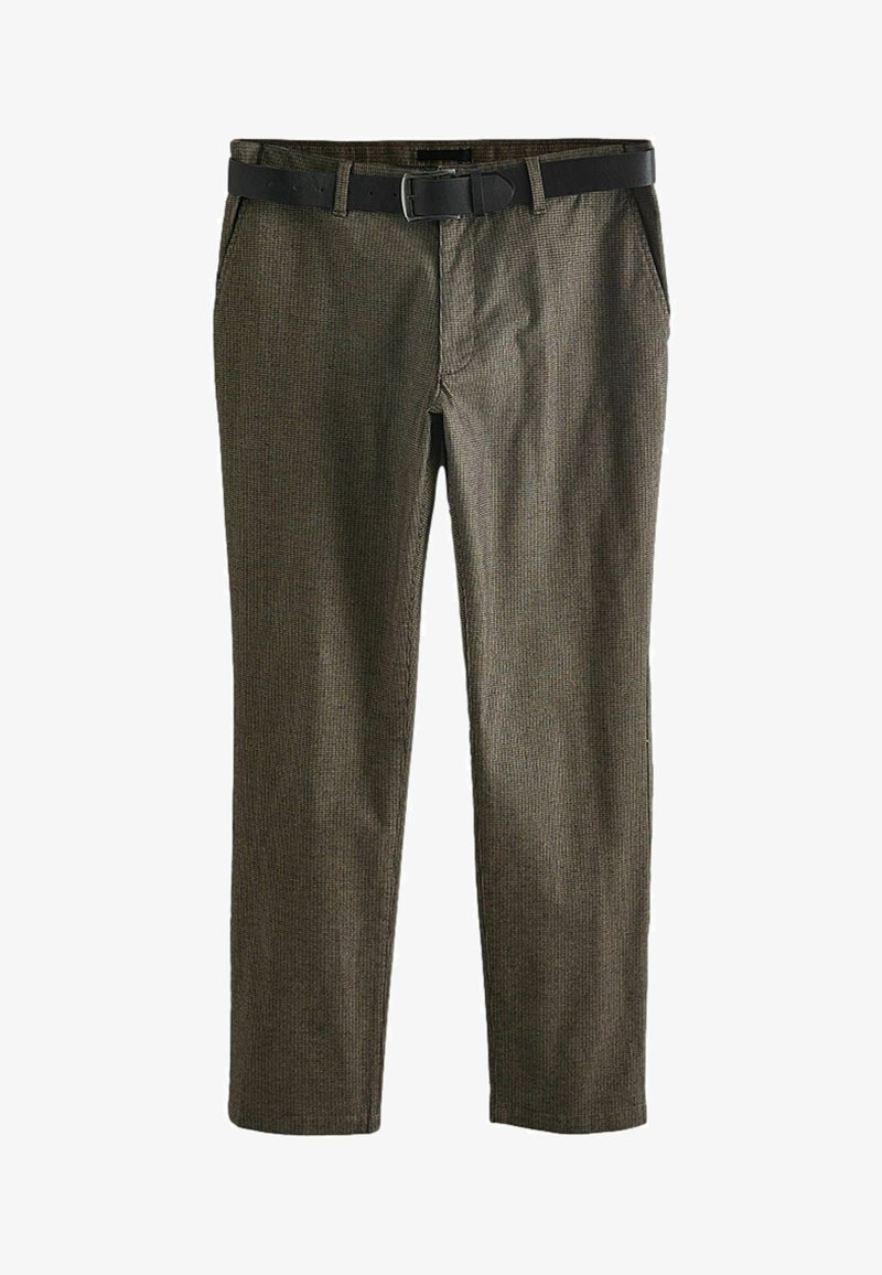 Next BELTED SLIM FIT - Vászonnadrágok - brown micro check