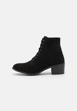 LEATHER - Botins de atacadores - black