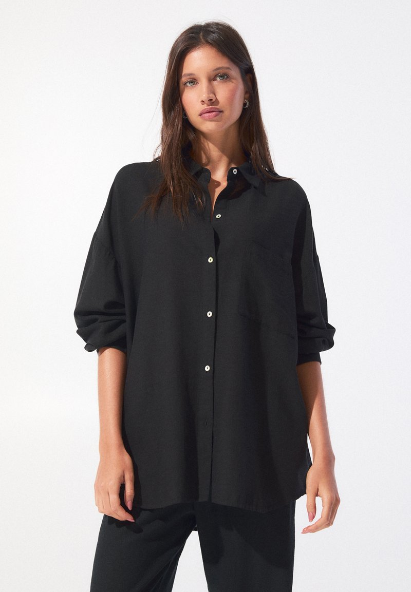PULL&BEAR - RUSTIC - Hemdbluse - mottled black, Vergrößern