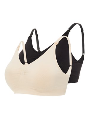 MAMALICIOUS MLILJA FEED ME BRA 2 PACK - Kolmnurklõikega rinnahoidja - black/mellow buff