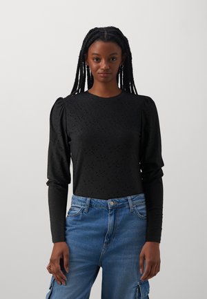 ONLSMILLA O NECK PUFF - Pikkade varrukatega topp - black