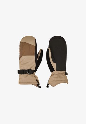 Fäustlinge in Beige und Schwarz. Verfügen über ein strapazierfähiges Äußeres, einen elastischen Handgelenksverschluss und einen strukturierten Griff auf der Handfläche für verbesserte Funktionalität.