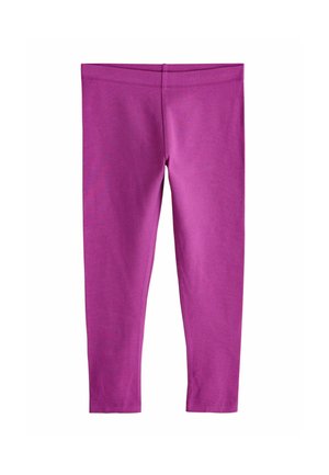 Åtsittande leggings i stark magenta, tillverkade av mjukt tyg. Har en slät midjeresår och inga synliga sömmar, avsmalnande vid ankeln.