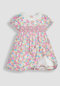 JoJo Maman Bébé SUMMER FLORAL FRILL COLLAR - REGULAR FIT - Freizeitkleid - white