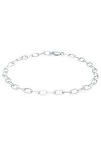 Zilveren kettingarmband met langwerpige ovale schakels, een veilige sluiting en een gladde, gepolijste textuur.