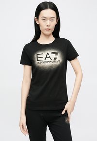 EA7 Emporio Armani Leggingek - Nadrágok - black/rose gold-coloured