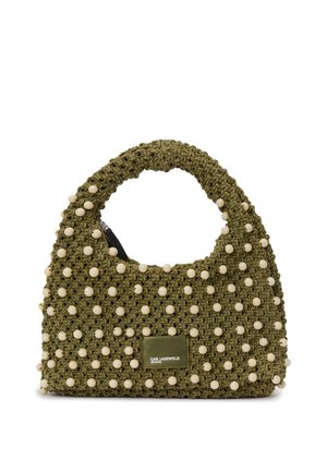 TOP HANDLE BEADED - Käsilaukku - green olive