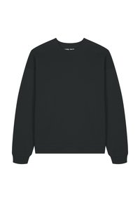 Felpa nera con maniche lunghe, scollo rotondo e polsini e orlo a costine. Texture liscia e design minimalista, senza modelli o dettagli.
