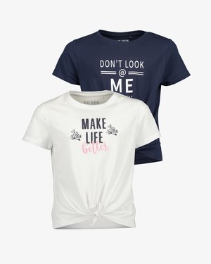 2 PACK - T-Shirt print - m weiss dunkel blau