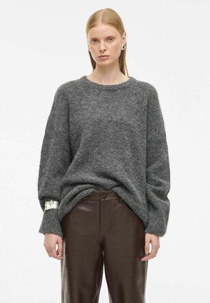 Stickad tröja - dark grey melange