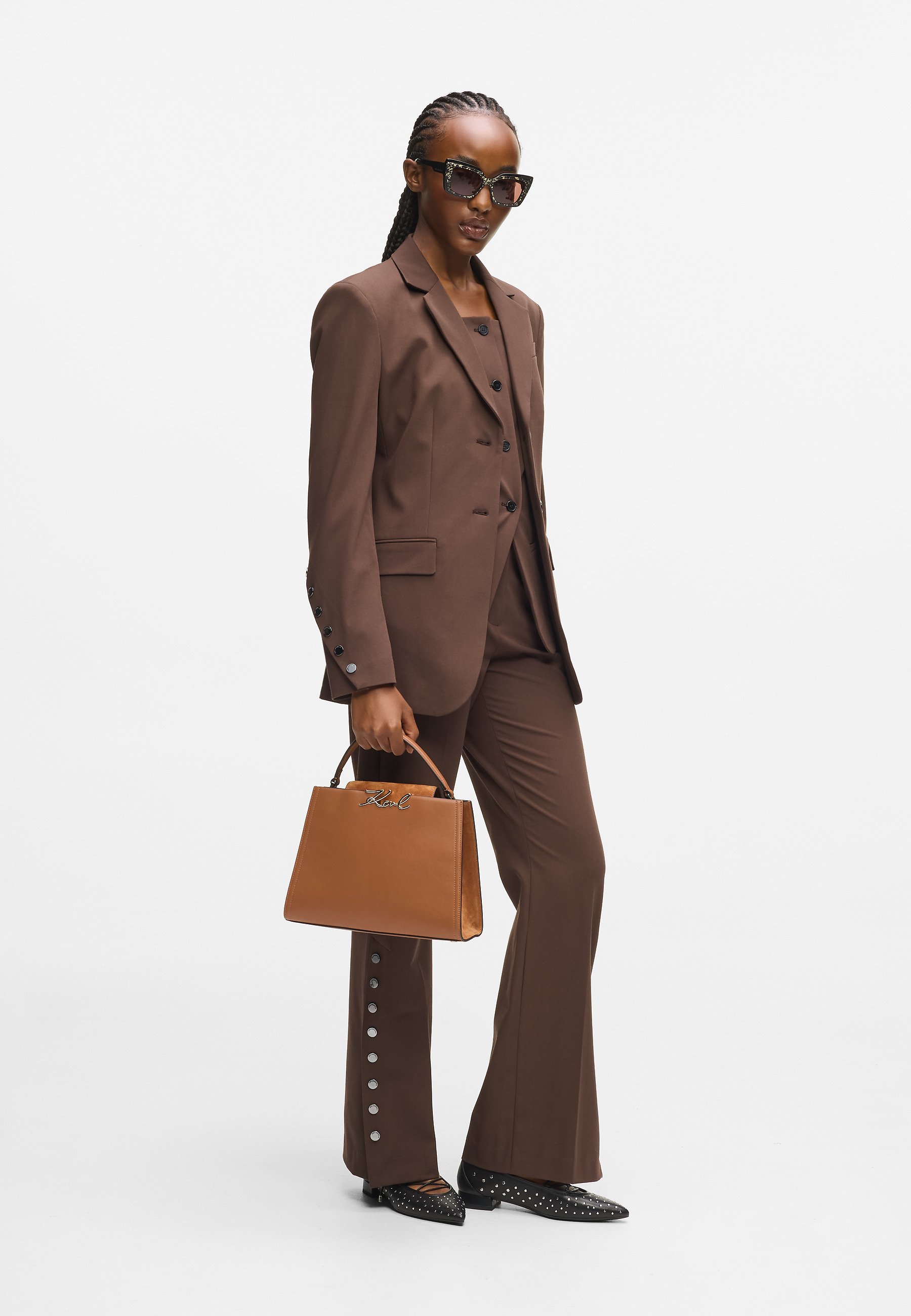 KARL LAGERFELD ブラウンレザー ビジネスバッグ KARL LAGERFELD K/SIGNATURE - Handbag - dark tan/brown - Zalando.co.uk
