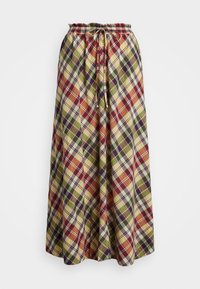 PLAID COTTON DRAWSTRING MAXISKIRT - Maxinederdele - red/yellow/green multi