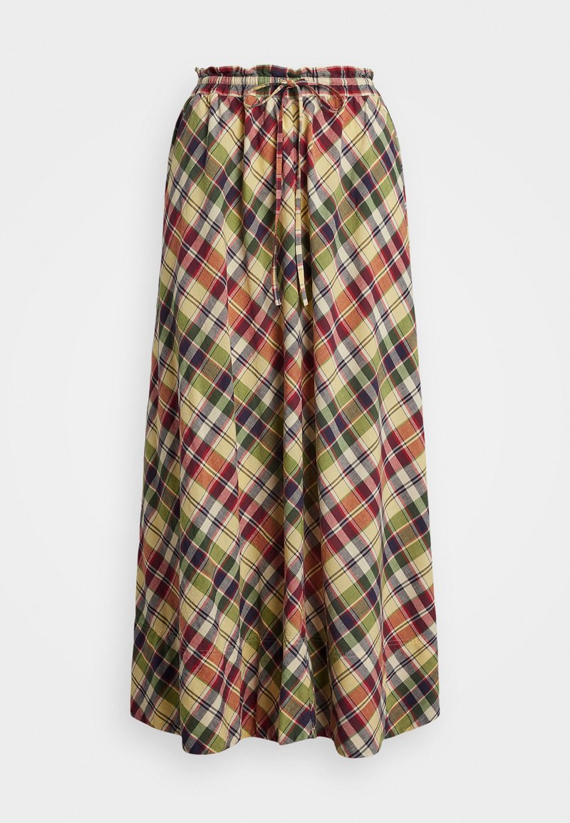 Polo Ralph Lauren PLAID COTTON DRAWSTRING MAXISKIRT - Maxi skirt - red/yellow/green multi