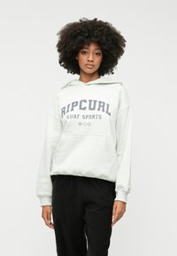 Ανοιχτό γκρι φούτερ με κουκούλα με κείμενο "Ripcurl Surf Sports" σε σκούρο μπλε. Διαθέτει τσέπη καγκουρό, κουκούλα με κορδόνια και ribbed μανίκια.