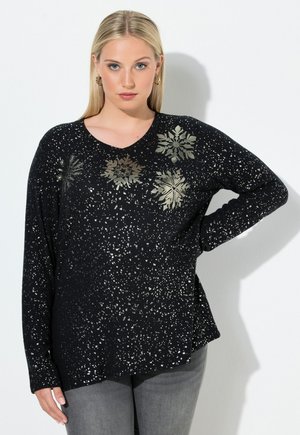 DRUCK V-AUSSCHNITT LANGARM - Svetr - black