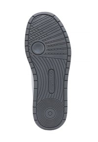 Schwarze Gummisohle mit strukturiertem Muster, einschließlich kreisförmiger und linearer Rillen. Mit eingeprägtem "KangaROOS"-Logo.