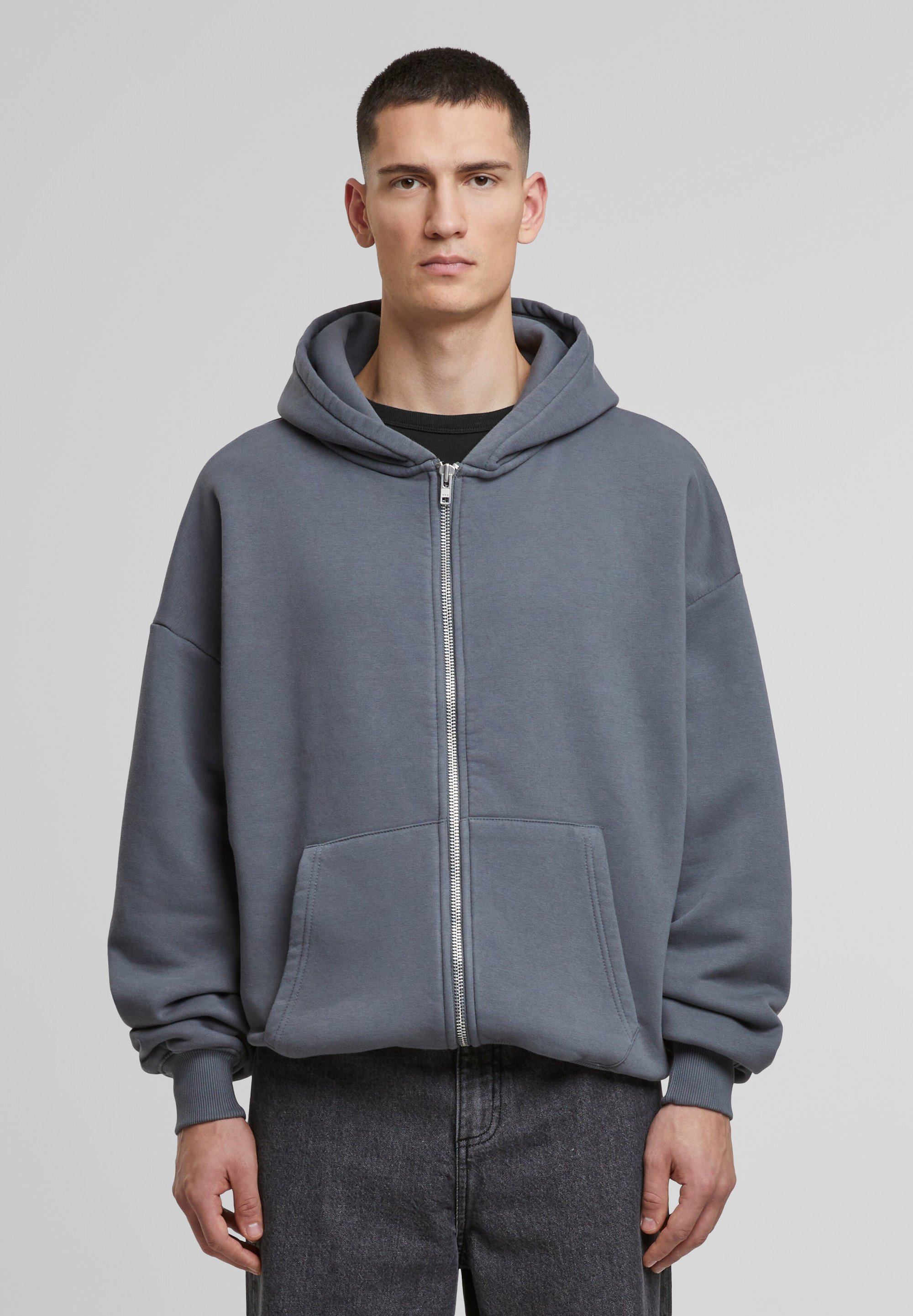 Sweat à Capuche Zippé I Jeans By Buffalo - Taille M - Noir/gris - Coupe Athlétique - Occasion Très Bon état
