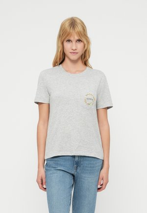 ONLPOLLY LIFE POCKET BOX - T-Shirt print - light grey melange