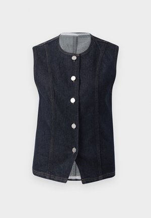 MENE - Waistcoat - dark-blue denim