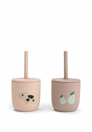 SILICONE STRAW 2-PACK TINY FARM - Detský hrnček - powder