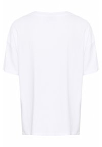 T-shirt blanc à manches courtes, col rond, coupe décontractée, fabriqué en coton. Texture lisse sans motifs ni accents visibles.