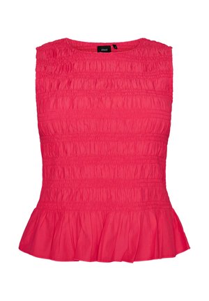 Zizzi, SMOCKTOP MIT U-BOOT-AUSSCHNITT UND PEPLUMSAUM - Blouse - rot