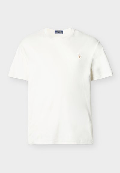 Λευκό κοντομάνικο T-shirt Ralph Lauren με στρογγυλή λαιμόκοψη και μικρό κεντημένο λογότυπο παίκτη πόλο στο αριστερό στήθος.