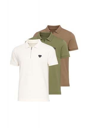 SET OF 3 - Poloshirts - olive coffe white