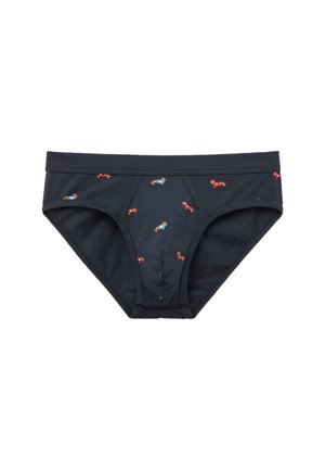 Námořnické bavlněné boxerky s hravými vzory psů v červené a modré barvě. Mají standardní pas a tvarovanou přední část pro podporu.