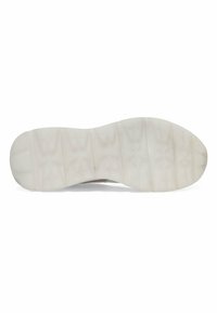 Shoe sole with a smooth, white rubber design featuring a textured surface and flex grooves for improved grip and flexibility.
