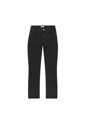 Jeans din denim negru cu croială dreaptă, design cu cinci buzunare și detalii de cusături vizibile. Dispune de un închidere clasică cu buton și fermoar.