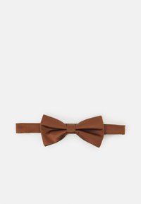 Brun satin butterflyknytte med en glat overflade og en central knude. Remmen kan justeres for tilpasset pasform.
