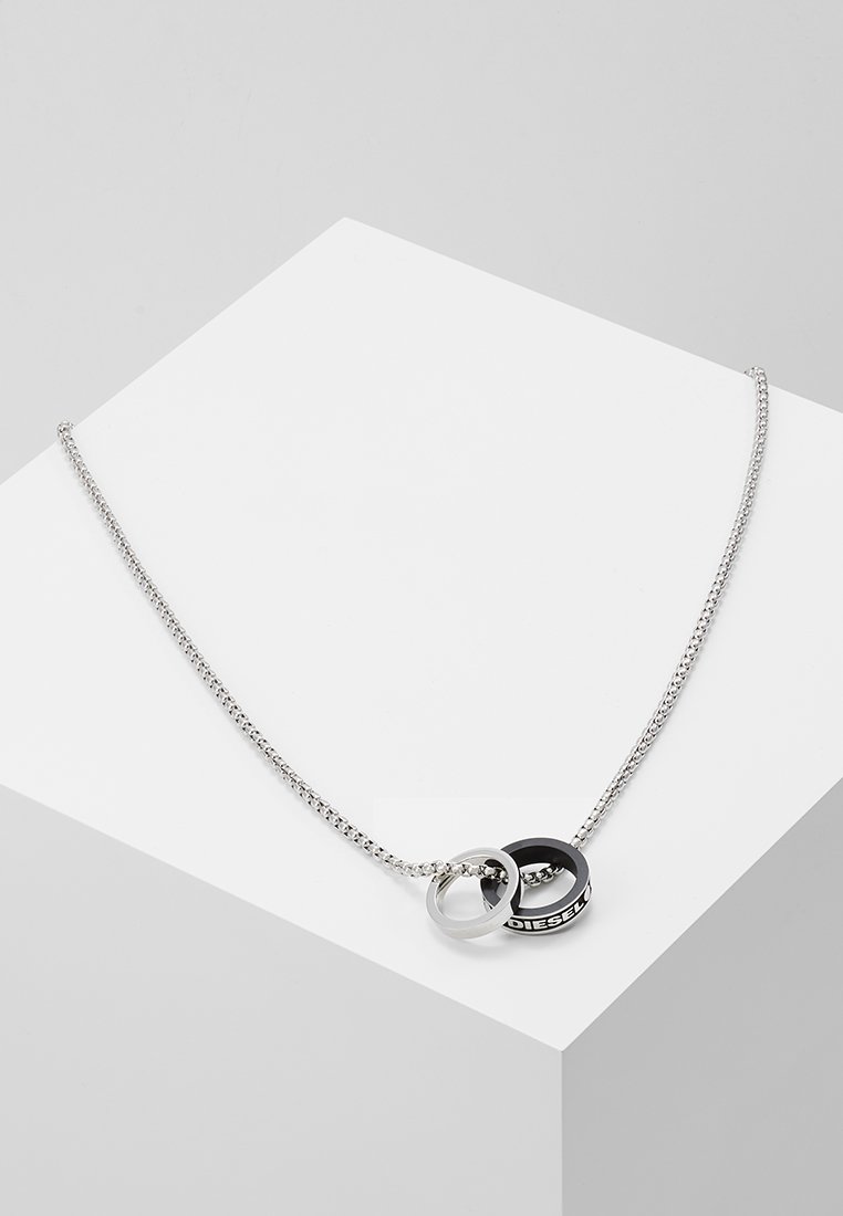 Diesel DOUBLE PENDANT - Halskæder - black/silver-coloured