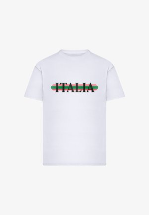 Mister Tee, ITALIA STRIPES OVERSIZE TEE - Μπλουζάκι με στάμπα - white
