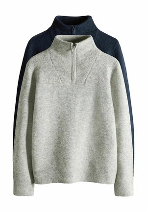 REGULAR FIT - 2 PACK ZIP NECK  - Strickpullover - navy grey