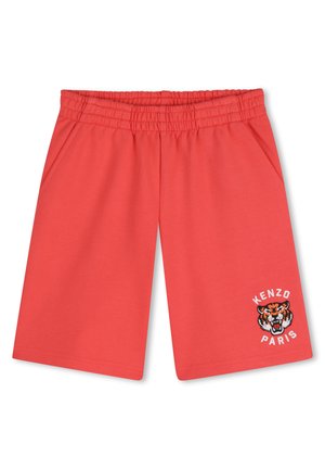Shorts en coton rouge avec une taille élastique, dotés de poches latérales et d'un logo tigre brodé avec le texte "KENZO PARIS".