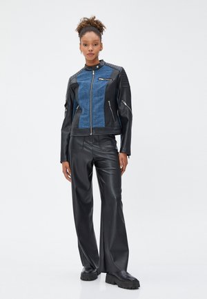 MANDARIN COLLAR ZIPPER DETAIL - Chaqueta de cuero sintético - blue denim